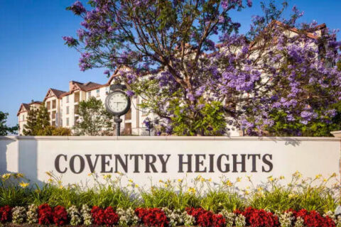 Coventry Heights sign in front of community