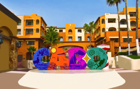 large Cabo sign in front of Tesoro Los Cabos